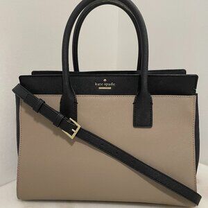 Kate Spade Cameron Street Candace Leather Satchel Color Block Black & Tan Large